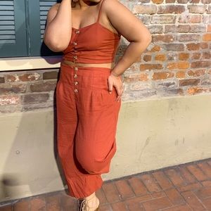 Burnt orange two piece set - high waisted